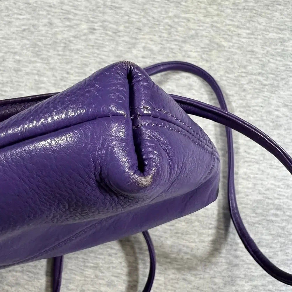 ILI NY Crossbody Bag Purple‎ Pebbled Leather Leopard Lining 8